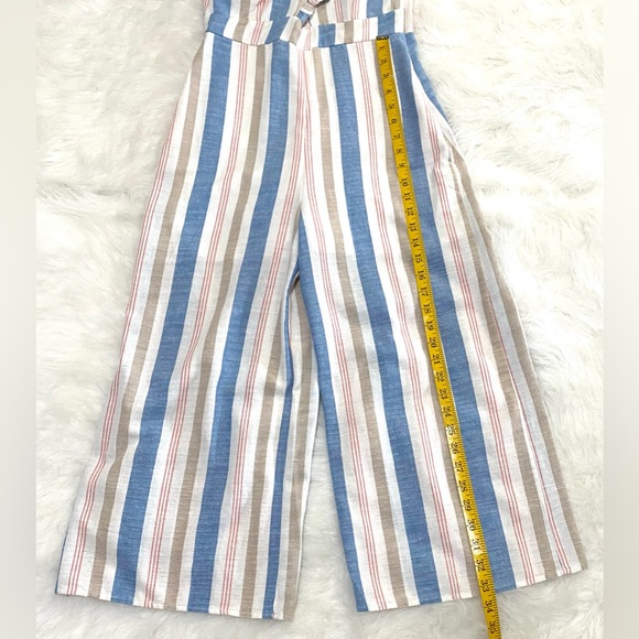 Karlie Womens S Blue White Stripe Sleeveless Jumpsuit Preppy Feminine Classic - Picture 10 of 14